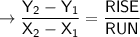\rightarrow \displaystyle \mathsf{\frac{Y_2-Y_1}{X_2-X_1}=\frac{RISE}{RUN}  }}