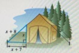 The figure below shows a tent with wires attached to  stabilize it. the length of each wire is 8 fee