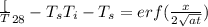 \frac[ T_{28} - T_s}{T_i -T_s} = erf(\frac{x}{2\sqrt{at}})