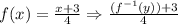 f(x)=\frac{x+3}{4} \Rightarrow \frac{(f^{-1}(y))+3}{4}