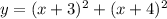 y=(x + 3)^2+(x + 4)^2