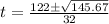 t=\frac{122\pm\sqrt{145.67}}{32}