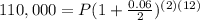110,000=P(1+ \frac{0.06}{2})^{(2)(12)}