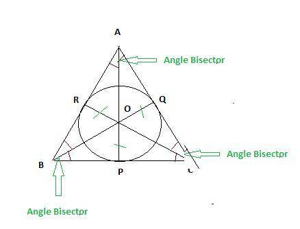 Which of the following is a step in constructing a circle inscribed in a triangle?  construct the pe