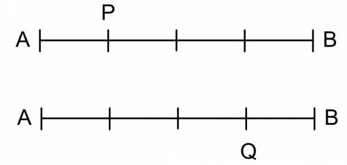 point p partitions the directed segment from a to b into a 1: 3 ratio. q partitions the directed seg