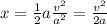 x=\frac{1}{2}a\frac{v^2}{a^2}=\frac{v^2}{2a}