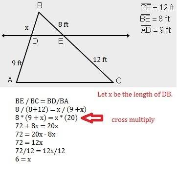 < -->  < -->   de ll ac how long is line segment db . 4 feet 6 feet 8 feet 10 feet