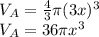 V_A=\frac{4}{3} \pi (3x)^3\\V_A=36 \pi x^3