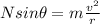 N sin\theta = m \frac{v^2}{r}