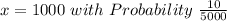x=1000\ with\ Probability\ \frac{10}{5000}