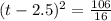 (t-2.5)^{2}=\frac{106}{16}