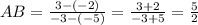 AB = \frac{3-(-2)}{-3-(-5)} = \frac{3+2}{-3+5} = \frac{5}{2}