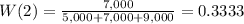 W(2)=\frac{7,000}{5,000+7,000+9,000} =0.3333