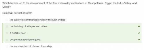 Which factors led to the development of the four river-valley civilizations of mesopotamia, egypt, t