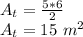 A_ {t} = \frac {5 * 6} {2}\\A_ {t} = 15 \ m ^ 2