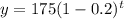 y=175(1-0.2)^t