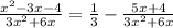 \frac{x^2-3x-4}{3x^2+6x}=\frac{1}{3}-\frac{5x+4}{3x^2+6x}