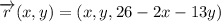 \overrightarrow{r}(x,y) = (x,y,26-2x-13y)