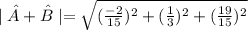 \mid \hat{A}+\hat{B}\mid=\sqrt{(\frac{-2}{15})^2+(\frac{1}{3})^2+(\frac{19}{15})^2}