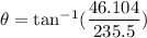 \theta=\tan^{-1}(\dfrac{46.104}{235.5})