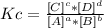 Kc = \frac{[C]^c*[D]^d}{[A]^a*[B]^b}