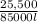 \frac{25,500 }{85000l}