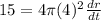 15=4\pi (4)^2 \frac{dr}{dt}
