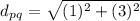 d_p_q=\sqrt{(1)^{2}+(3)^{2}}