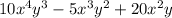 10x^4y^3-5x^3y^2 + 20x^2y