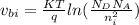 v_{bi}=\frac {KT}{q}ln(\frac {N_D N_A}{n_i^{2}})