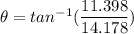 \theta = tan^{-1}(\dfrac{11.398}{14.178})