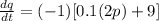 \frac{dq}{dt}=(-1)[0.1(2p)+9]