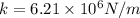 k = 6.21 \times 10^6 N/m