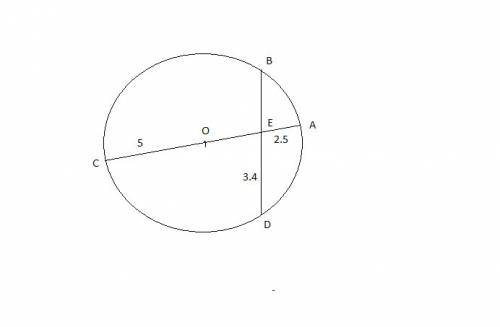 P; lease  35  in the diagram, diameter ac intersects chord bd at point e such that ae = 2.5 units an