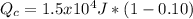 Q_{c}=1.5x10^4J*(1-0.10)