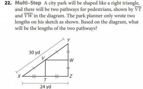 Acity park designer is designing a new park. the park will be shaped like a right triangle and there