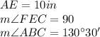 AE=10in\\m\angle FEC=90\\m\angle ABC=130\°30'