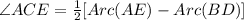 \angle ACE=\frac{1}{2}[Arc(AE)-Arc(BD)]