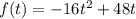 f(t)=-16t^2+48t