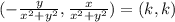 \large (-\frac{y}{x^2+y^2},\frac{x}{x^2+y^2})=(k,k)