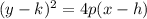 (y-k)^{2}=4p(x-h)