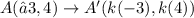 A(−3, 4)\rightarrow A'(k(-3),k(4))
