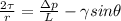 \frac{2\tau}{r}=\frac{\Delta p}{L}-\gamma sin\theta