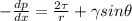 -\frac{dp}{dx}=\frac{2\tau}{r}+\gamma sin\theta