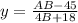 y=\frac{AB-45}{4B+18}