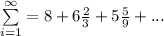 \sum\limits^{\infty}_{i = 1} = 8 + 6\frac{2}{3} + 5\frac{5}{9} +...