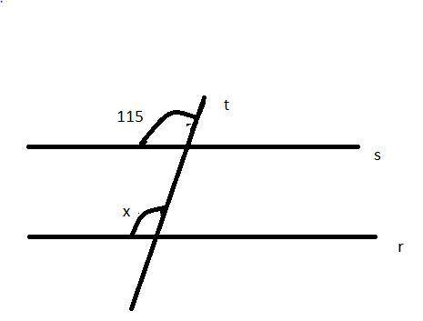 Two parallel lines are crossed by a transversal. horizontal and parallel lines s and r are cut by tr