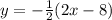y=-\frac{1}{2}(2x-8)