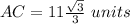 AC=11\frac{\sqrt{3}}{3}\ units