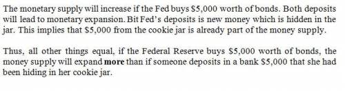 Assume that the reserve requirement is 20 percent. if the federal reserve buys $5,000 worth of bonds